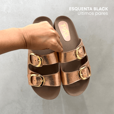 Sandália Papete Maria Metalizada Rosê - 241113 - Use Piná