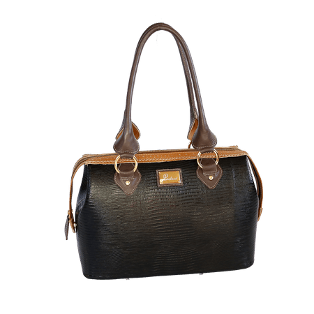 Bolsa em Couro Legítimo Lezar Preto / Café - 40947... - PACHECO CALÇADOS