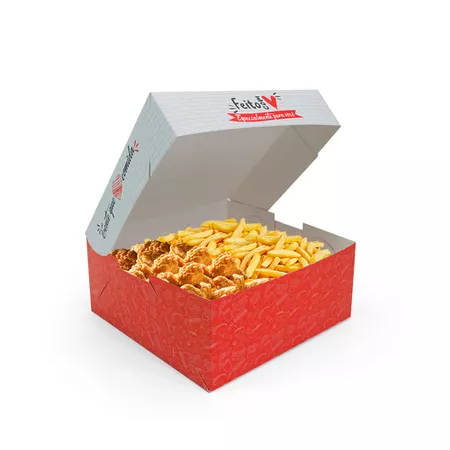 CAIXA PARA FRITURAS DELIVERY MÉDIA RED GOURMET - 50 UNIDADES - CaixaMix Embalagens
