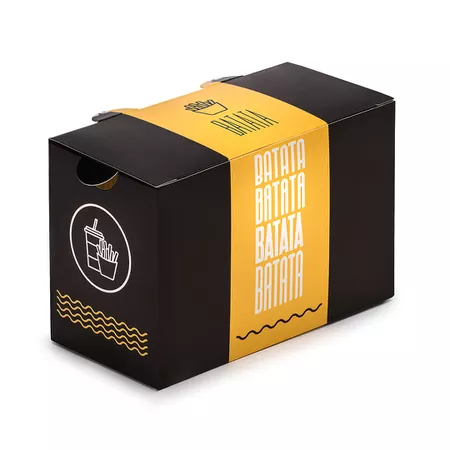 CAIXA PARA BATATA FRITA DELIVERY BLACK YELLOW - 50 UNIDADES - CaixaMix Embalagens
