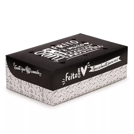 CAIXA PARA FRITURAS DELIVERY EXTRA GRANDE BLACK GOURMET - 50 UNIDADES - CaixaMix Embalagens