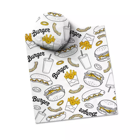 PAPEL BARREIRA GORDURA PREMIUM PARA LANCHE BLACK YELOW 30x38CM - 400 U... - CaixaMix Embalagens
