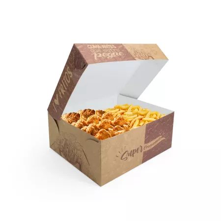 CAIXA PARA FRITURAS DELIVERY GRANDE KRAFT GOURMET - 50 UNIDADES - CaixaMix Embalagens