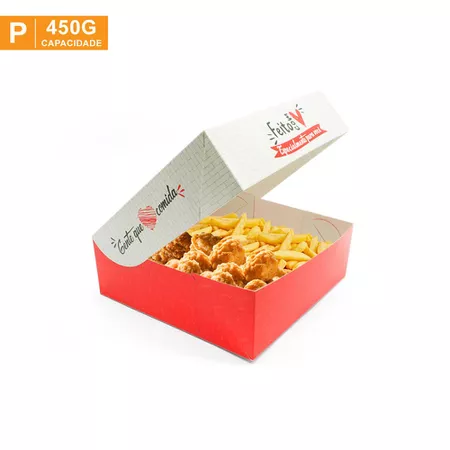 CAIXA PARA FRITURAS DELIVERY PEQUENA RED GOURMET - 50 UNIDADES - CaixaMix Embalagens