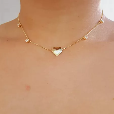 Colar Folheado A Ouro 18K Coração - Chérie Bijoux