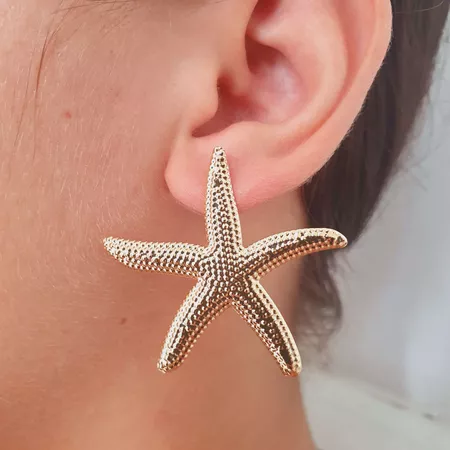 Brinco Estrela Do Mar Grande Dourada - Chérie Bijoux