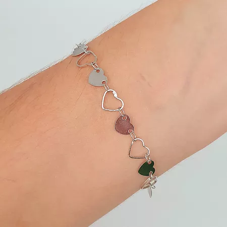 Pulseira Folheada A Prata 925 Coração - Chérie Bijoux
