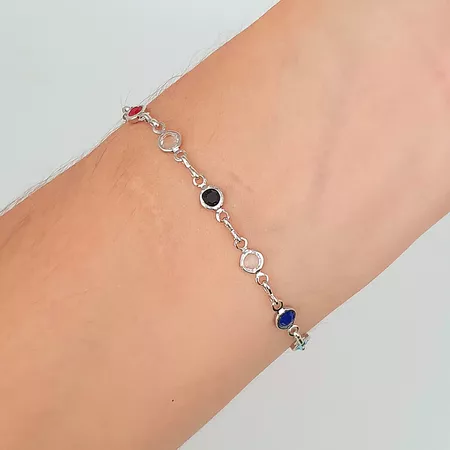 Pulseira Folheada A Prata 925 Colorida - Chérie Bijoux