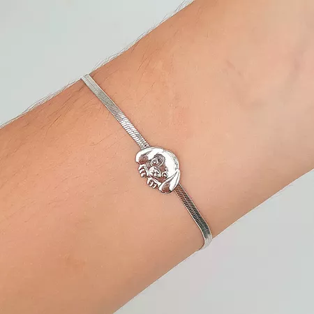Pulseira Fita Folheada A Prata 925 Cachorrinho - Chérie Bijoux