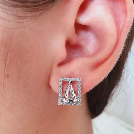 Brinco Com Zircônia Nossa Senhora Aparecida Prata - Chérie Bijoux