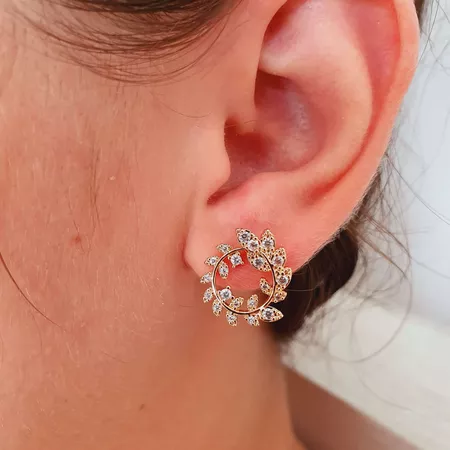 Brinco Com Zircônia Ramos Dourado - Chérie Bijoux