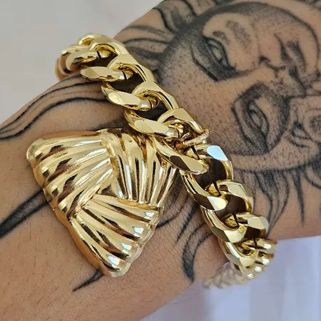 Pulseira Elos Folheada A Ouro 18K Detalhada - Chérie Bijoux