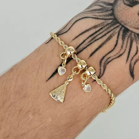 Pulseira Baiana Folheada A Ouro 18K Nossa Senhora ... - Chérie Bijoux