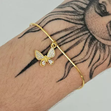 Pulseira Folheada A Ouro 18K Borboleta - Chérie Bijoux