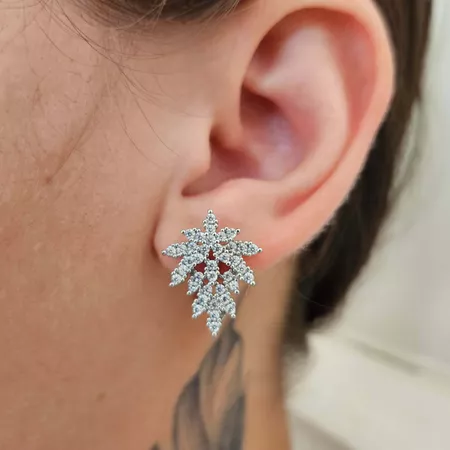 Brinco Com Zircônia Detalhado Prata - Chérie Bijoux