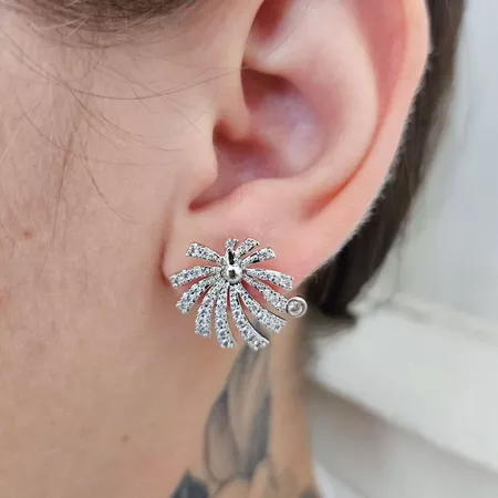 Brinco Com Zircônia Detalhado Prata - Chérie Bijoux