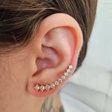 Brinco Ear Cuff Com Zircônia Dourado - Chérie Bijoux
