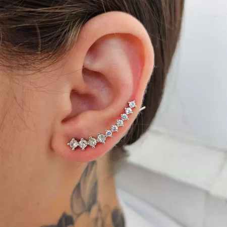 Brinco Ear Cuff Com Zircônia Prata - Chérie Bijoux