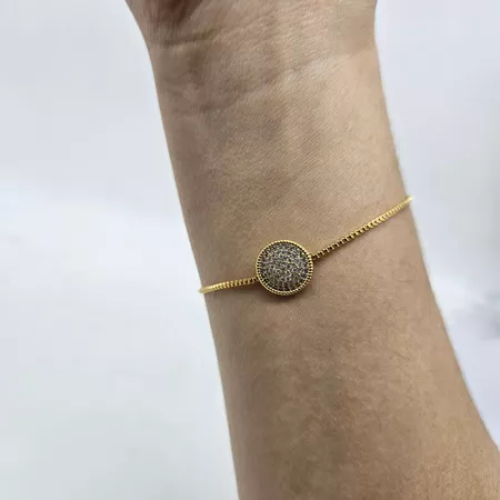 Pulseira Gravatinha Folheada A Ouro 18K Com Zircôn... - Chérie Bijoux