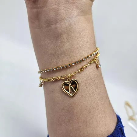 Pulseira Dupla Folheada A Ouro 18K Nossa Senhora A... - Chérie Bijoux