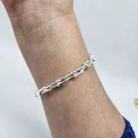 Pulseira Folheada A Prata 925 Detalhada - Chérie Bijoux
