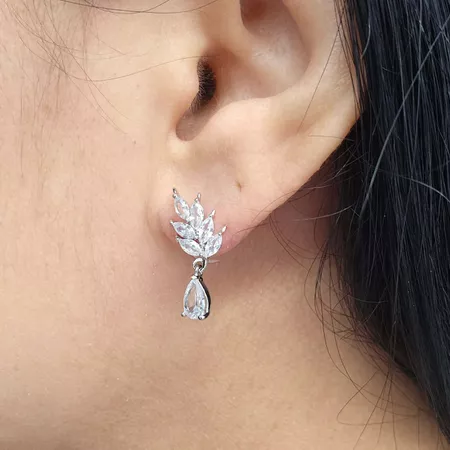Brinco Com Zircônia Ramos Prata - Chérie Bijoux