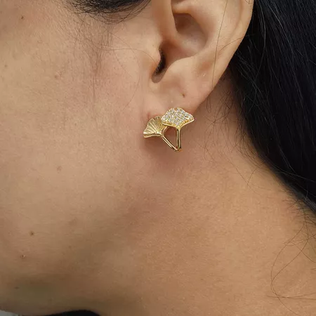 Brinco Com Zircônia Detalhado Dourado - Chérie Bijoux