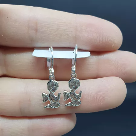 Mini Argola Folheada Prata Anjo - Chérie Bijoux