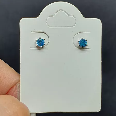 Brinco Folheado Zircônia Ponto De Luz Prata Azul C... - Chérie Bijoux