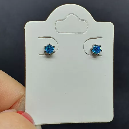Brinco Folheado Zircônia Ponto De Luz Grafite Azul... - Chérie Bijoux