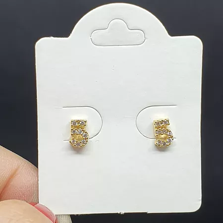 Brinco Folheado Zircônia Número 5 Dourado - Chérie Bijoux