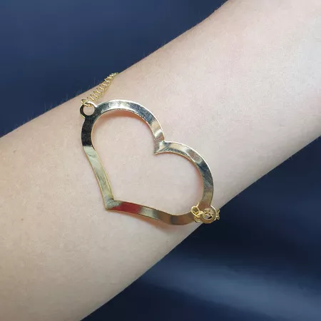 Pulseira Folheada Dourada Coração - Chérie Bijoux