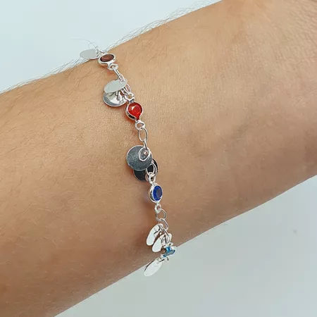 Pulseira Folheada a Prata Discos Coloridos - Chérie Bijoux