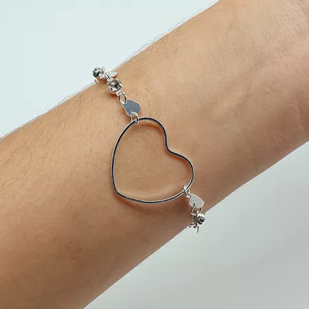 Pulseira Folheada a Prata Coração - Chérie Bijoux