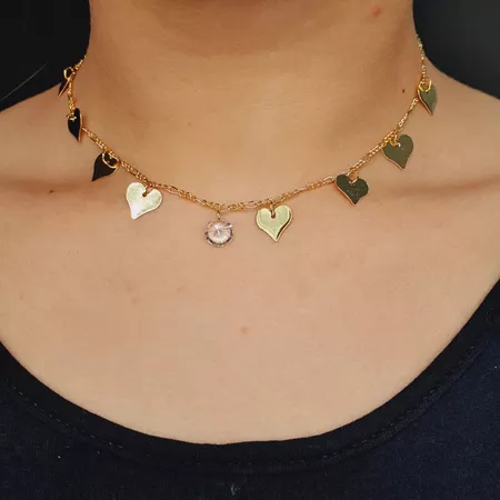 Colar Folheado a Ouro Dourado Coração - Chérie Bijoux