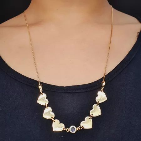 Colar Longo Folheado a Ouro 18K Coração - Chérie Bijoux