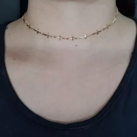 Colar Folheado a Ouro Cruz - Chérie Bijoux