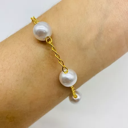 Pulseira Folheada a Ouro 18K Pérolas - Chérie Bijoux