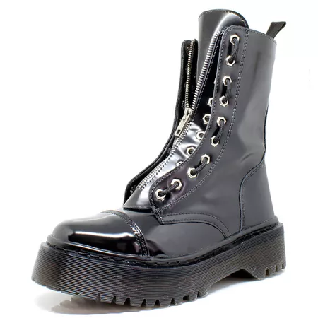 Coturno Tratorado Auren Estilo Veggie Verniz Preto... - ESTILO VEGGIE SHOES