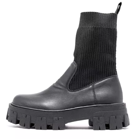 Coturno Tratorado Catânia Meia Preta - 343 - ESTILO VEGGIE SHOES