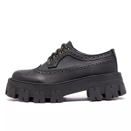Sapato Oxford Tratorado Estilo Veggie Rolly Preto ... - ESTILO VEGGIE SHOES
