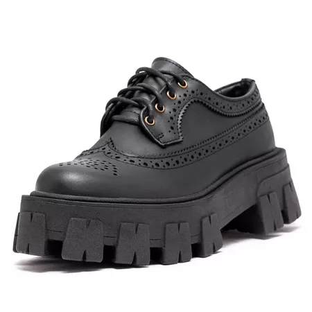 Sapato Oxford Tratorado Estilo Veggie Rolly Preto ... - ESTILO VEGGIE SHOES