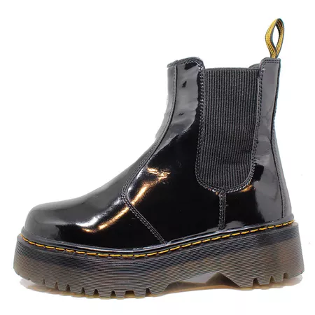 Bota Tratorada Chelsea Estilo Veggie Verniz Preto ... - ESTILO VEGGIE SHOES