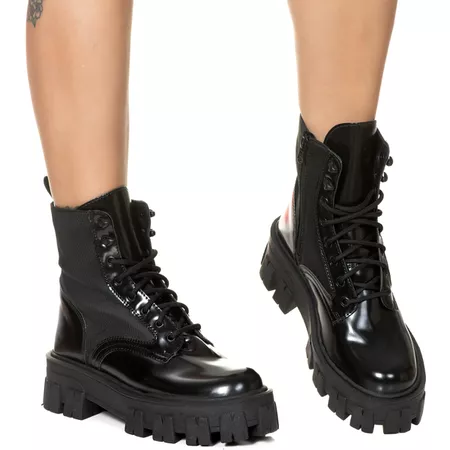 Coturno Tratorado Hera Verniz Preto Preto - 331 - ESTILO VEGGIE SHOES