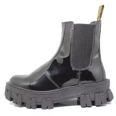 Bota Tratorada Chelsea Meggie Verniz Preto - 393 - ESTILO VEGGIE SHOES