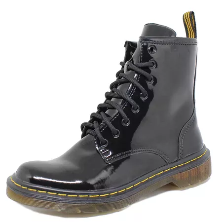 Coturno Inglês Estilo Veggie Verniz Preto Baixa - ... - ESTILO VEGGIE SHOES