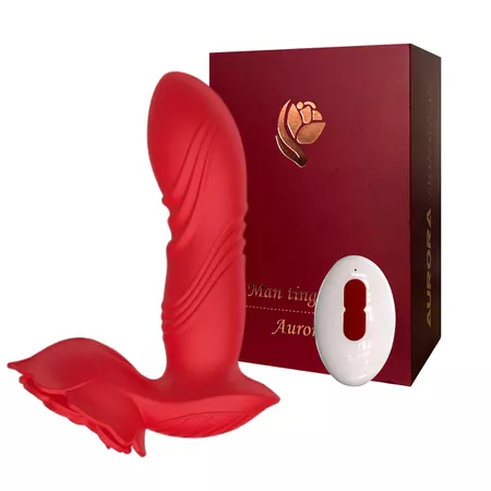 Vibrador Recarregável Formato de Rosa Man Ting Hua Aurora SI (7863) - Vermelho
