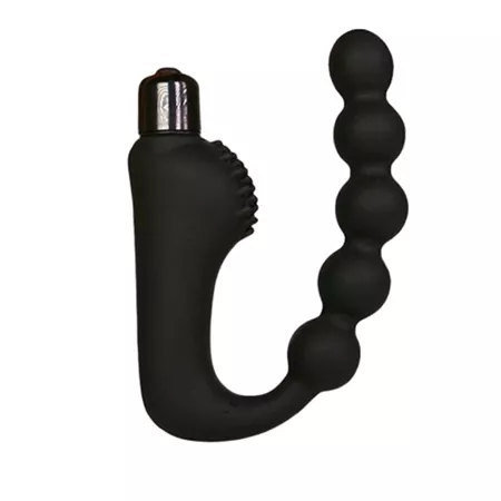 Plug de Silicone Com Vibro e Massageador de Próstata SI (7918) - Preto