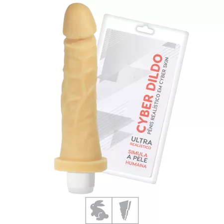 Prótese 17 x14cm Com Vibro Cyber Dildo (CYB037-17019) - Bege