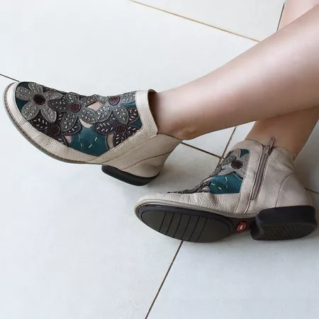 Bota Rasteira Feminina De Couro areia J.gean Dual ... - J.Gean